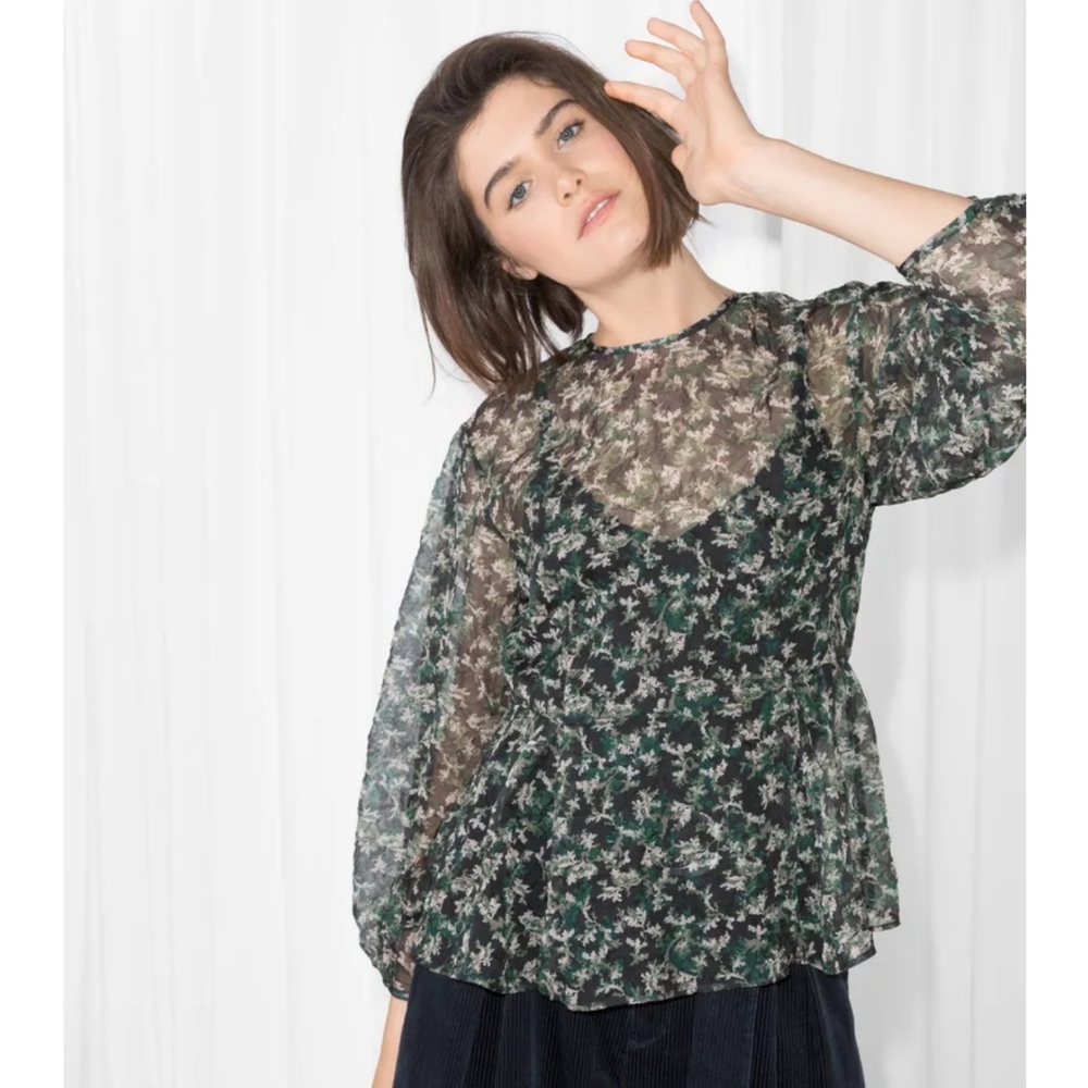 & Other Stories Puff-Sleeve Peplum Blouse